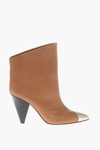 Asymmetric Leather Boots Heel 10 cm