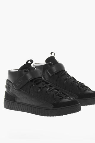 Sneakers High-Top In Pelle Con Suola In Gomma