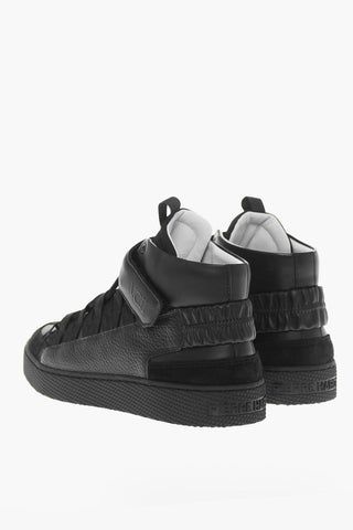 Sneakers High-Top In Pelle Con Suola In Gomma