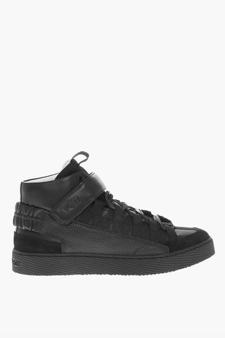 Sneakers High-Top In Pelle Con Suola In Gomma