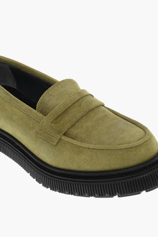 Rubber Soles Suede Leather Loafers