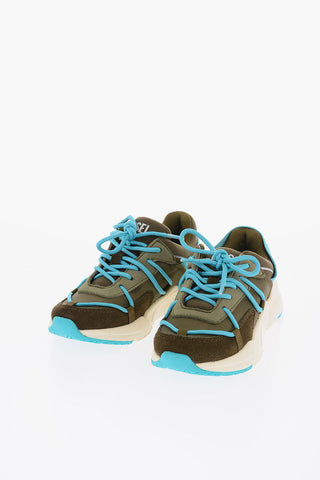 Leather and Fabric S-MILLENIUM EVO Sneakers with Contrasting Strings