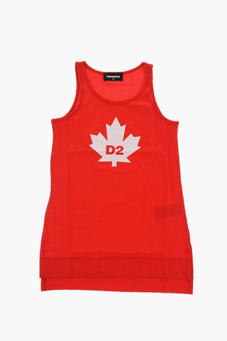 Cotton Dress with Printed Contrasting Logo