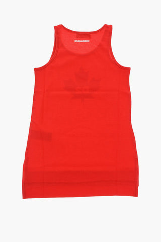 Cotton Dress with Printed Contrasting Logo