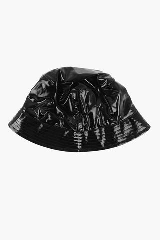 Coated Cotton Bucket Hat with Printed Contrasting Logo