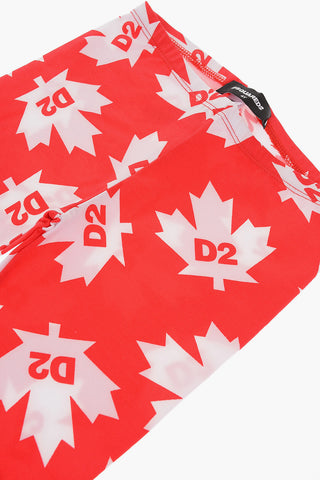 All Over Logo Printed Stretch Cotton Leggings
