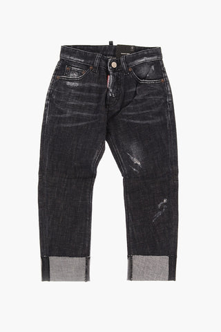 Cuffed Hem Vintage Effect SAILOR Dark Wash Jeans