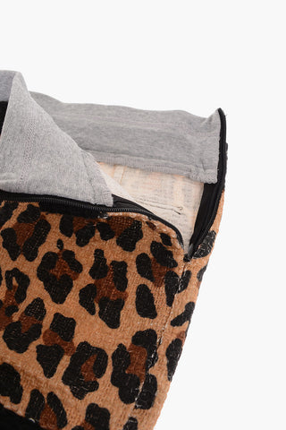 Minigonna a Tubino A Motivo Animalier con Finte Tasche