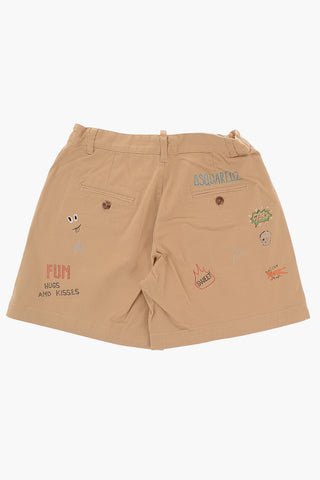 Shorts with All-Over Prints and Rhinestones