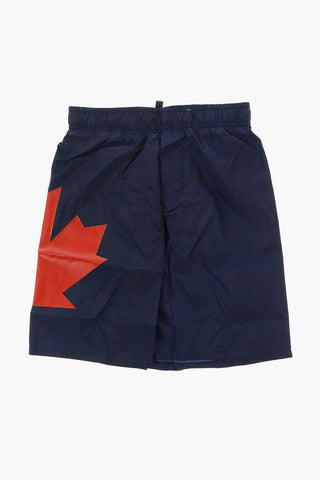 Costume da Bagno Boxer con Stampa Logo sul Retro