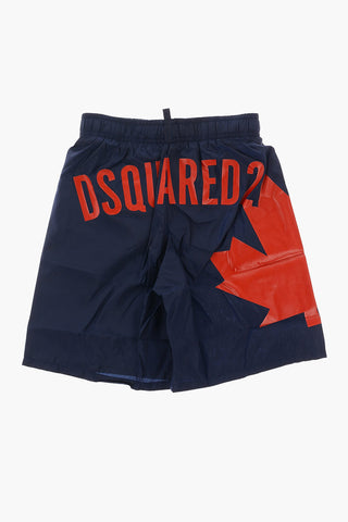 Costume da Bagno Boxer con Stampa Logo sul Retro