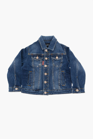 Giubbotto in Denim Stretch con Doppio Taschino