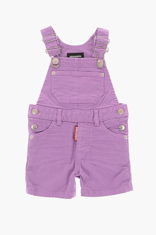 Stretch Denim Romper Suit with Silver Buttons