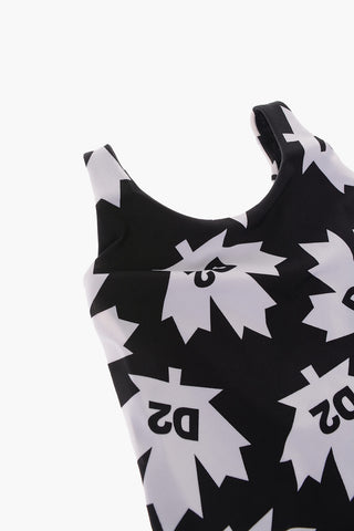 Two-Tone One Piece Swimsuit with All-Over Logo