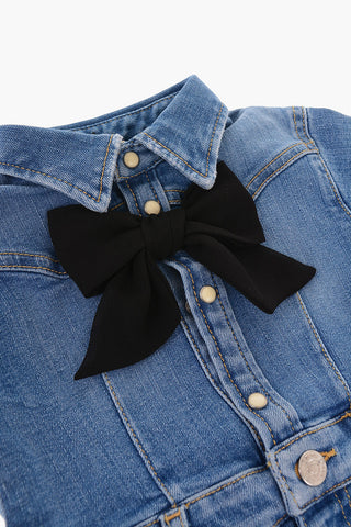 Denim Shirt Dress with Bow Detail