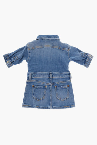 Denim Shirt Dress with Bow Detail