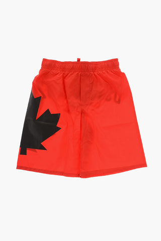 Costume da Bagno Boxer con Stampa Logo sul Retro