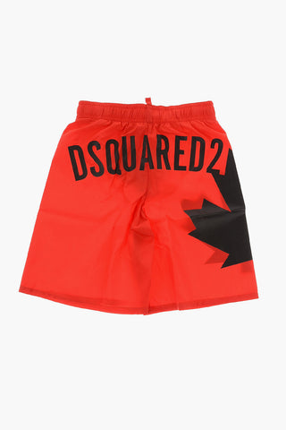 Costume da Bagno Boxer con Stampa Logo sul Retro