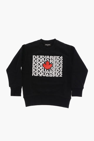 Brushed Cotton COOL FIT Crew-neck Sweatshirt with Printed Contrasting Logo