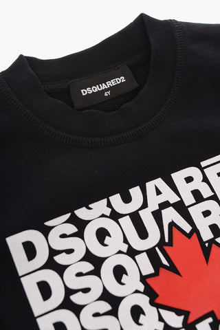 Brushed Cotton COOL FIT Crew-neck Sweatshirt with Printed Contrasting Logo