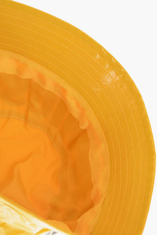  Coated Cotton Bucket Hat with Printed Contrasting Logo