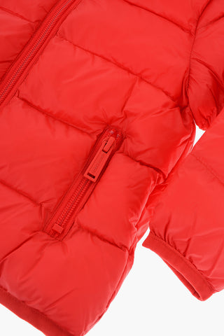 Padded Hooded Jacket with Printed Contrasting Logo