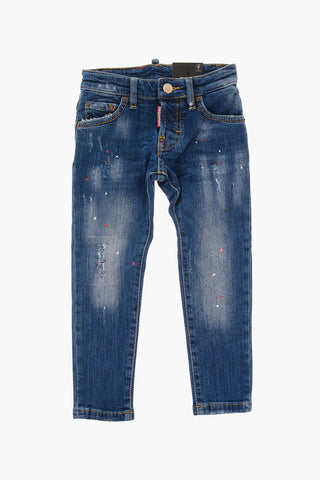 Stretch Denim SKATER Jeans with Paint Splashes Effect