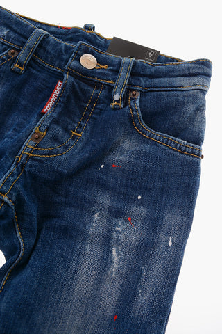 Stretch Denim SKATER Jeans with Paint Splashes Effect