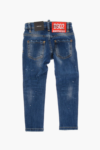 Stretch Denim SKATER Jeans with Paint Splashes Effect
