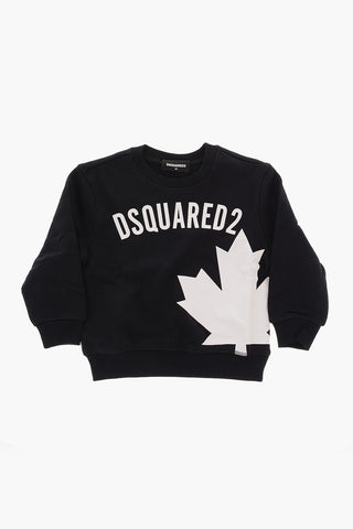 Brushed Cotton RELAX Crew-neck Sweatshirt with Printed Contrasting Logo