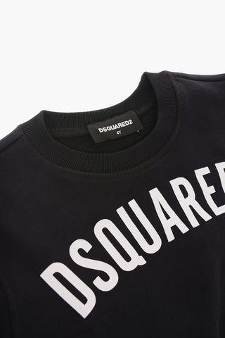 Brushed Cotton RELAX Crew-neck Sweatshirt with Printed Contrasting Logo