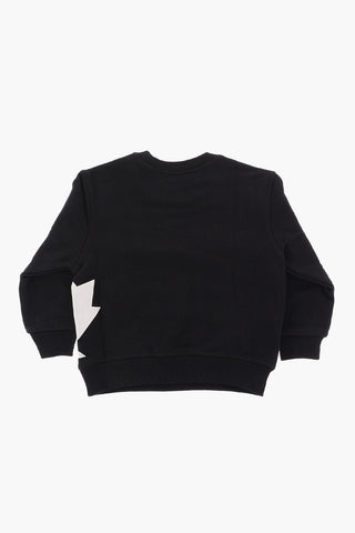 Brushed Cotton RELAX Crew-neck Sweatshirt with Printed Contrasting Logo