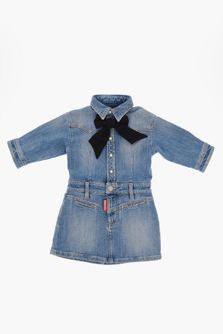 Denim Shirtdress with bow Detail