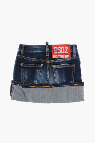 Gonna in Denim Stretch ad Orlo con Risvolto