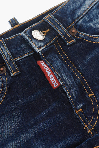 Gonna in Denim Stretch ad Orlo con Risvolto