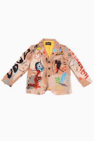 All-Over Printed 3-Buttons Blazer
