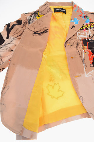 All-Over Printed 3-Buttons Blazer
