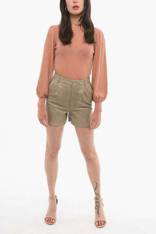 Pleated Printed Leather PETRALIGZ Shorts