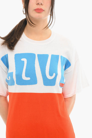 LOVE Vestito T-shirt in Maglina di Cotone con Logo