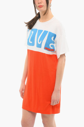 LOVE Vestito T-shirt in Maglina di Cotone con Logo