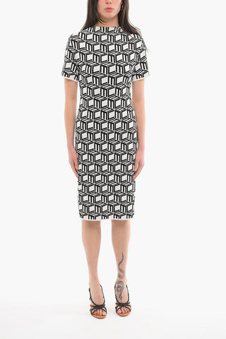 Vestito A Maniche Corte Elasticizzato Monogram