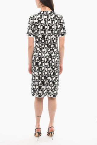 Vestito A Maniche Corte Elasticizzato Monogram