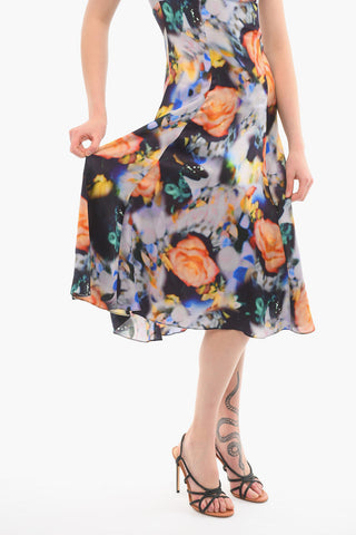 V Neck Floral Print Sleeveless Dress