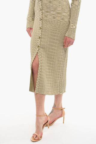 Melange long Sleeved Maxi dress With Front Buttons