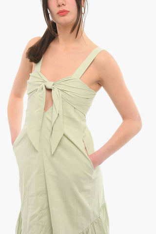 Sleeveless Linen Blend Maxi dress With Ribbon