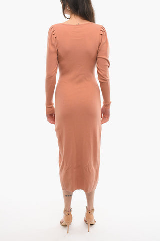 Vestito A maniche Lunghe Con Collo A V E Abbottonatura Frontale