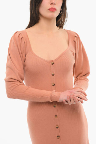 Vestito A maniche Lunghe Con Collo A V E Abbottonatura Frontale