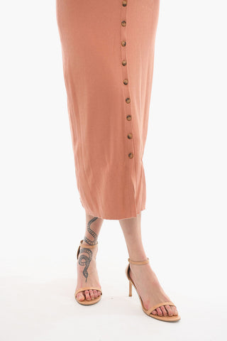 Vestito A maniche Lunghe Con Collo A V E Abbottonatura Frontale