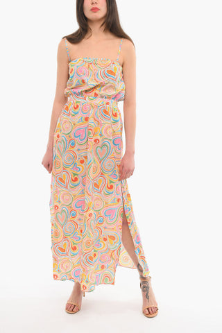 LOVE Printed Sleeveless Maxi Dress With Side Slit