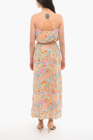 LOVE Printed Sleeveless Maxi Dress With Side Slit